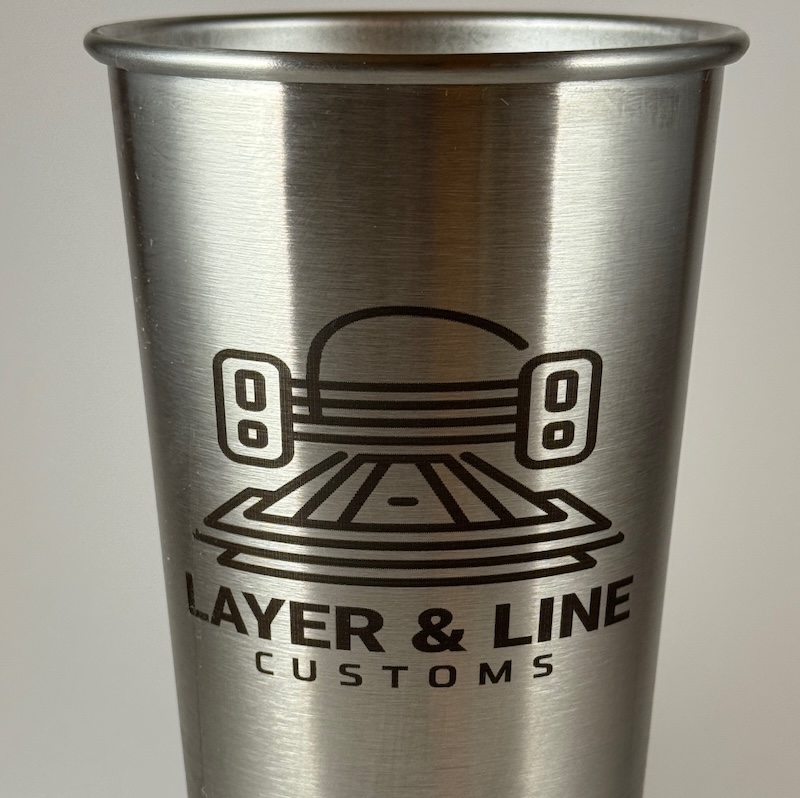 Engraved logo on stainless steel cup